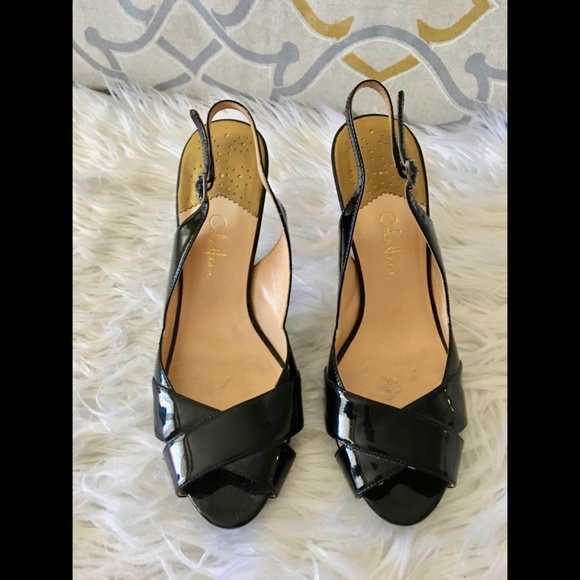 Cole Haan + Nike Air Open Toe Black Patent Leather - Picture 2 of 12